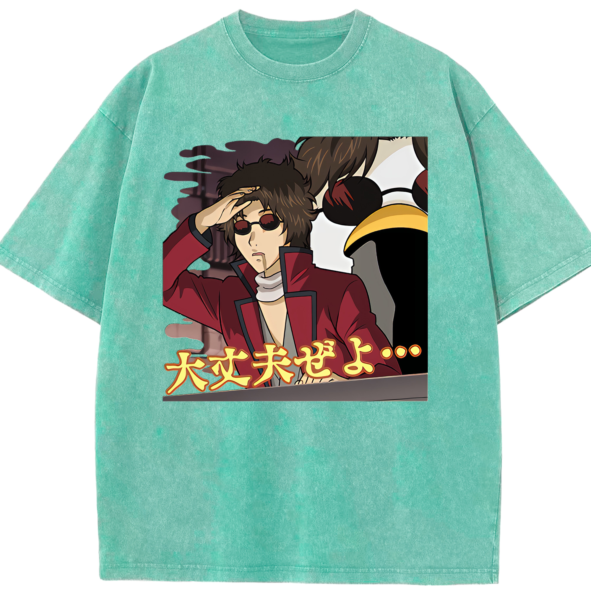 （画像用） ぎんたま 坂田銀時（さかたぎんとき） 神楽 志村新八（しむら しんぱち） GINTAMA Sakata Gintoki Kagura Shimura Shinpachi 綿100% ヴィンテージ風 半袖Tシャツ（フロントプリント）